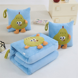 新款加厚牛奶绒棉pear抱枕被两用二合一折叠车载午睡靠垫被