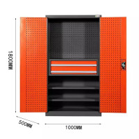 迅迈 [橙色]内二抽工具柜+背网 重型工具柜 加厚移动收纳工具车 汽修工厂车间铁皮五金工具柜子推车