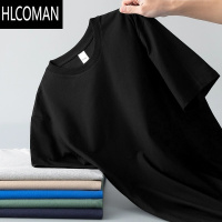 HLCOMAN新疆棉]短袖t恤男女圆领宽松纯色2025夏季新款半袖体恤