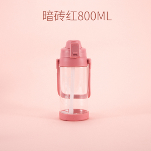 家柏饰(CORATED)大容量吸管杯3000水杯大美杯子2000ml超大1000大号水壶 暗砖红-800ML