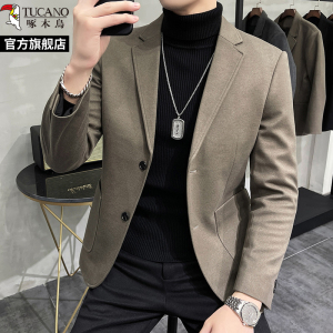 啄木鸟男士休闲西服新款高级感商务正装韩版修身西装外套上衣单件