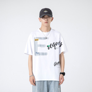 男装夏季新款男士短袖T恤港风潮牌ins纯棉打底衫圆领百搭半袖T恤