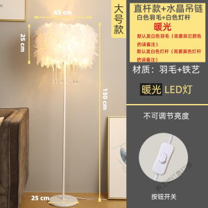 苏宁放心购 钓鱼灯北欧网红羽毛水晶落地灯客厅书房卧室床头台灯主播补光灯