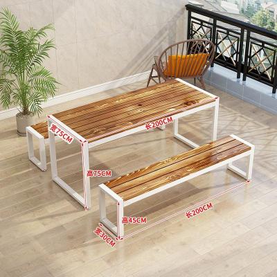 苏宁 金菲罗格 办公家具 户外休闲实木松木桌椅组合颜色备注 2米桌子+2凳子