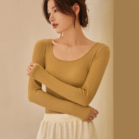 保暖内衣女上衣修身显瘦打底衫内搭螺纹长袖针织衫可外穿秋衣单件