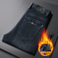 牛仔裤男加绒超柔加厚保暖抗寒一体绒百搭弹力直筒裤新塘工厂