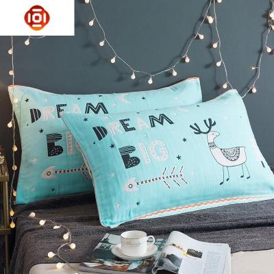 一对装四层纱布枕巾棉枕头巾单人棉毛巾情侣欧式成人枕巾三维工匠