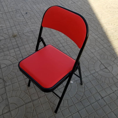 玺晴 复古加厚家用红色折叠椅餐椅中古椅摄影基地灯芯绒椅子可折叠