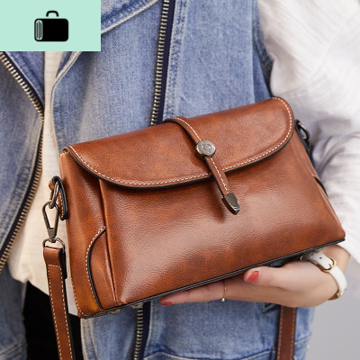 2020新款牛皮斜挎小包女包森系软皮复古皮单肩包大容量网红女包NEW LAKE女斜挎包