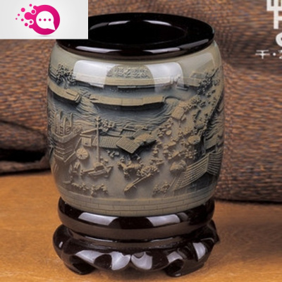 绿彩虹光办公桌高档笔筒创意时尚桌面摆件韩国小清新复古可爱教师节礼物清明上河图