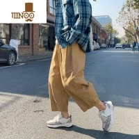 YANXU九分裤男夏季薄款美式复古潮流裤子潮牌高街休闲裤宽松直筒阔腿裤