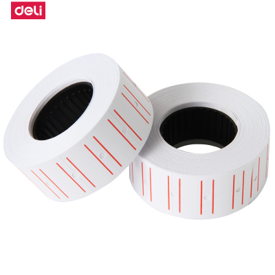 得力(deli)3210标签机配件单排白色打价纸超市标价纸白色打码纸不干胶标签纸标价纸10卷/筒单筒装