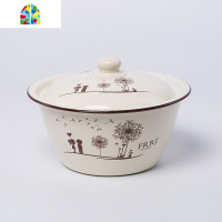 加厚搪瓷碗 带盖汤碗 怀旧搪瓷洗手盆 经典老式猪油盆 FENGHOU 22cm红花绿叶洗手碗TW174带盖