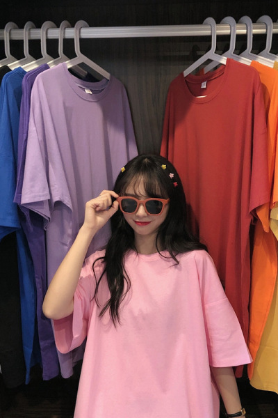 纯色宽松内搭短袖T恤女装夏季新款韩版洋气圆领打底衫上衣潮