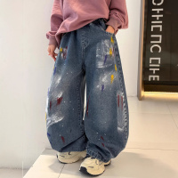 儿童装男童春装裤子2026新款春季男孩长裤中大童春秋款阔腿牛仔裤