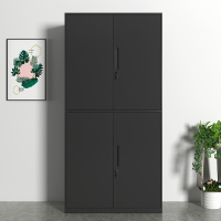 初嘉WJGT-031钢制文件柜窄边资料柜拆装档案柜带锁储物柜纯黑通双节文件柜