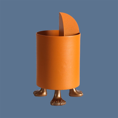 [空之喵喵-北欧个性创意猫爪简约铁艺笔筒ins创意时尚可爱办公室三维工匠折页*笔筒*橙色