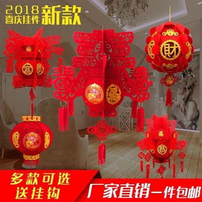 福字红灯笼 大小宫灯 新年财神春灯 无纺布春节元旦装挂饰品布置