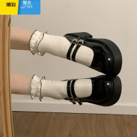 聚范法式玛丽珍小皮鞋女2024年新款百搭一字扣带厚底粗跟高跟单鞋