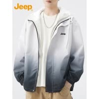 Jeep吉普假两件外套男士上衣秋季2025年新款渐变色工装冲锋夹克男