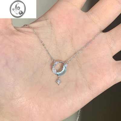 JiMi小红书同款银色逐梦星河月亮项链女轻奢小众设计百搭气质锁骨链
