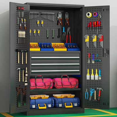 中伟(ZHONGWEI)工厂储物柜 地下车位防潮柜 重型铁皮柜内四层带挂板一抽 灰色