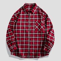春秋季新款美式潮牌格子长袖衬衫男女宽松情侣休闲衬衣翻领男外套