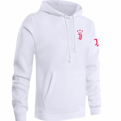 珂卡慕(KEKAMU)意甲尤文图斯队服C罗迪巴拉曼朱基奇连帽卫衣男足球加绒帽衫外套白色正面S