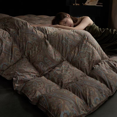 厂家订制轻奢柔赛丝羽绒被子95%白鹅绒被芯冬季加厚长辈定制