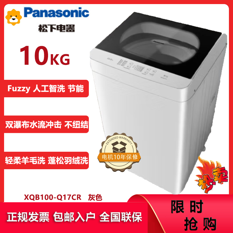 松下(Panasonic)波轮洗衣机全自动10公斤除螨洗 节能省水 羊毛洗羽绒洗桶自洁XQB100-Q17CR