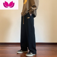 七斓裤子男春季潮流宽松直筒休闲裤男款阔腿加绒垂感运动男生长裤