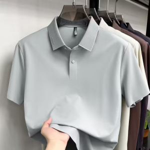 夏季新款男士条纹短袖Polo衫简约休闲轻商务翻领透气舒适轻薄