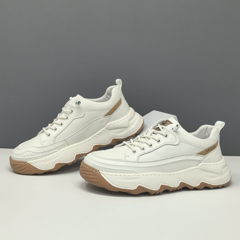 男生头层牛皮厚底休闲鞋男款潮鞋真皮欧洲站男鞋男士增高鞋休闲鞋