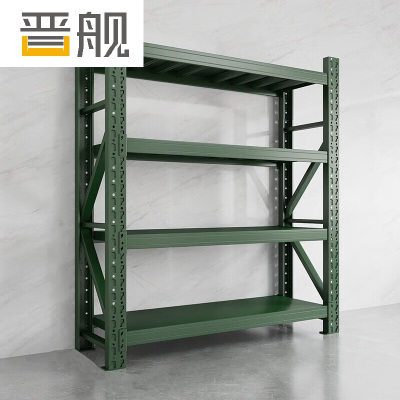 晋舰货架仓储库房储物架军绿色四层主架240kg/层中型150*50*200cm