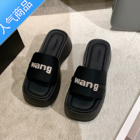 SUNTEK拖鞋女外穿2023新款夏天高跟松糕增高夏季凉鞋厚底复古沙滩凉拖鞋