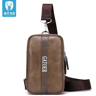 精品特卖-现代男孩（XIANDAINANHAI）休闲迷你胸包夏季斜跨小包男士单肩包运动挎包男包韩版手机包潮新