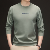 简约日常休闲男士卫衣秋季新款圆领印花时尚长袖打底衫男