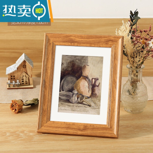敬平复古相框摆台挂墙画框装裱七寸洗照片6寸8木质框架12寸10桌面摆件 木纹色 A3[可放29.7*42cm]挂墙