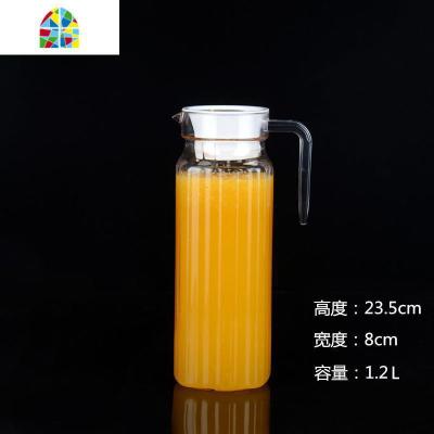 亚克力果汁壶 扎壶条纹壶透明耐热饮料壶 防摔餐厅水壶凉水壶 FENGHOU 含盖子八角壶1.2升(不是)