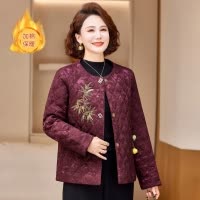 年女士休闲冬装外套女时尚女大码宽松妈妈棉衣加棉款棉服女冬