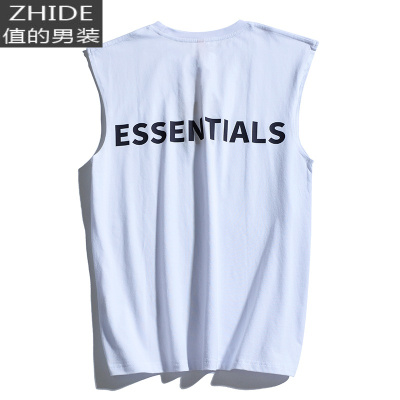 SUNTEK乱步棉夏季无袖背心男士t恤潮流运动健身坎肩字母印花男生外穿马甲/背心