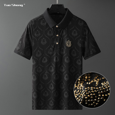 策霸2021新款夏季|欧货夏季POLO衫男士潮牌暗纹提花男士短袖