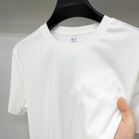 2025夏季新款圆领短袖T恤纯色丝光棉冰丝打底衫高档中青年半袖男