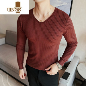YANXUv领t恤男士长袖2023新款感内搭薄款修身低领针织打底衫