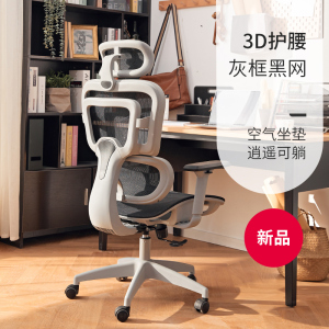 八九间人体工学电脑椅办公老板椅工程学转椅家用护腰舒适久坐可躺 【标准版】灰框黑网-空气坐垫