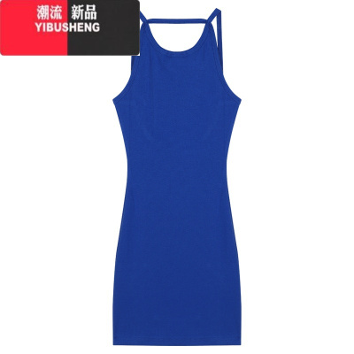 YIBUSHENG纯欲吊带连衣裙女季黑色辣妹收腰露背性感短裙紧身显瘦包臀裙子