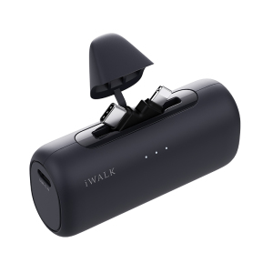 爱沃可[3C认证可上飞机]LPS002 快充 尾插移动电源 5000毫安/lightning+type-c适用/黑色