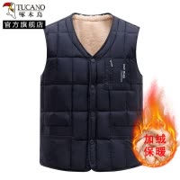 啄木鸟加绒加厚羽绒棉马甲男2024冬季中老年保暖大码背心爸爸内穿