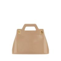 Ferragamo女士金属感真皮手提斜挎两用链条包