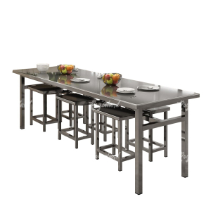 洛诗莲 (RoyceLand) 不锈钢餐桌椅学校食堂桌椅组合餐厅桌椅 1.8米餐桌6椅